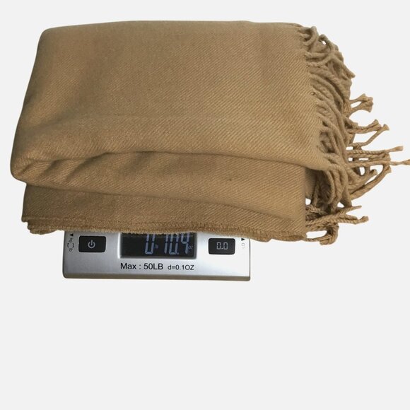 Camel Tan Cashmere Feel Pashmina Shawl Wrap 58x41 Soft Large Scarf Gift NWOT - Picture 2 of 5